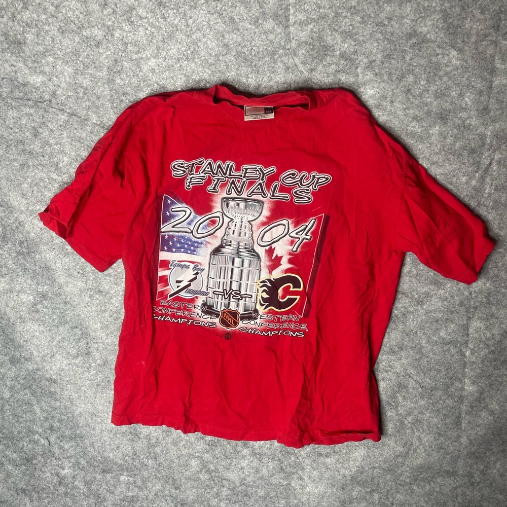 Tampa Bay Lightning Vs Calgary Flames NHL 2004 Eastern Finals T Shirt 2XL